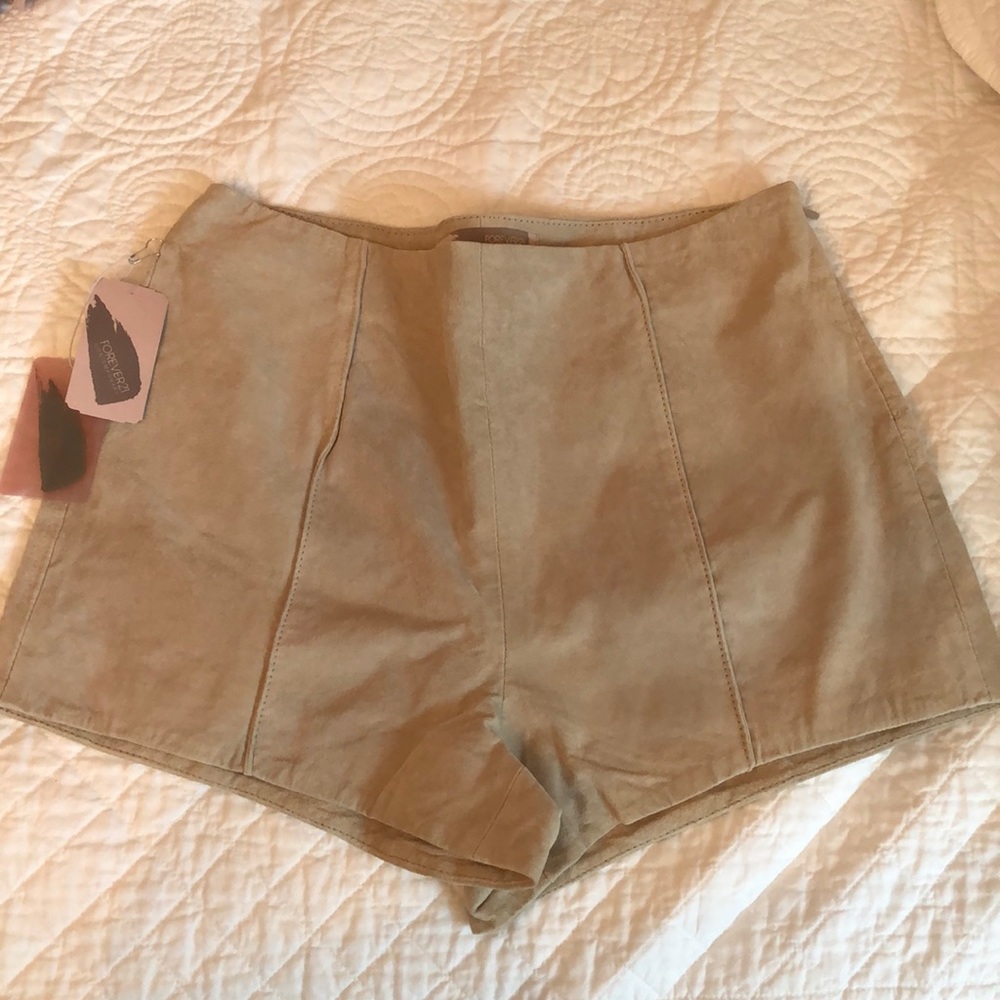 Tan suede shorts